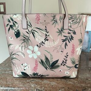 Kate Spade Pink and Green Botanical Tote